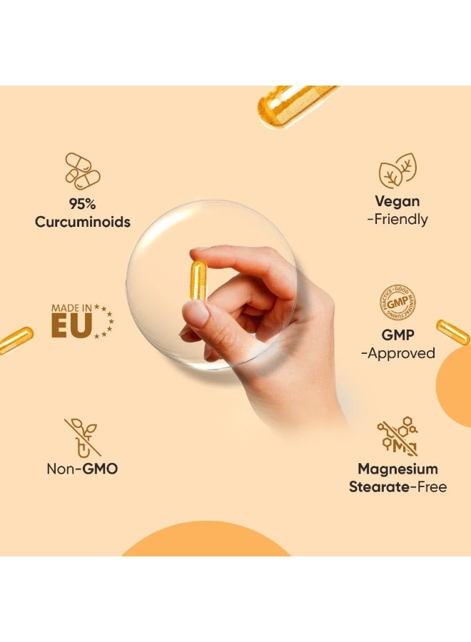 كركمين مع الزنجبيل والفلفل الأسود – 500 مجم – 180 كبسولة – صنع في المملكة المتحدة – يدعم صحة المفاصل والمناعة - Image 4